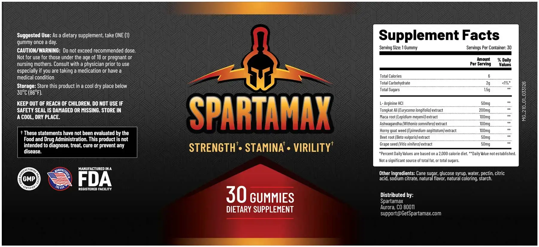spartamax supplement facts